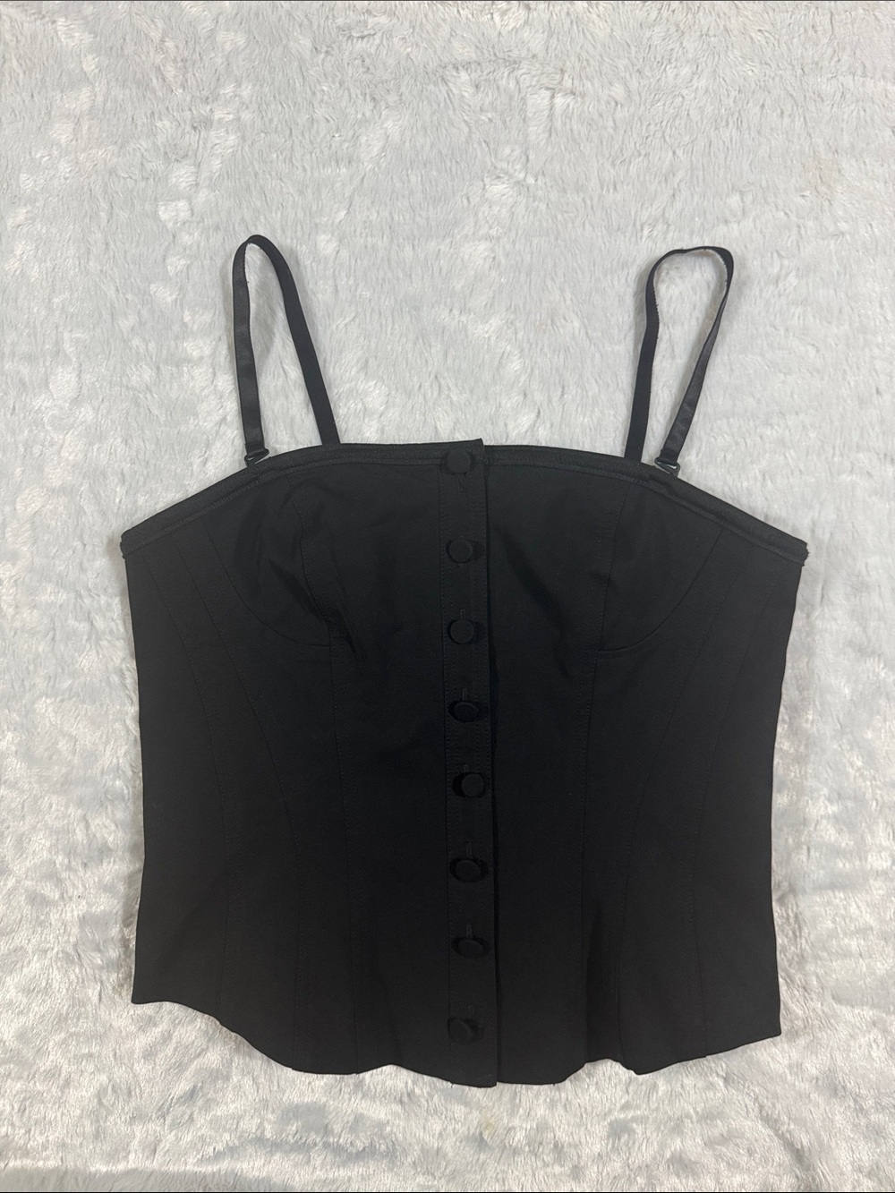 Bisou Bisou Black Button-Front Bustier Camisole Top